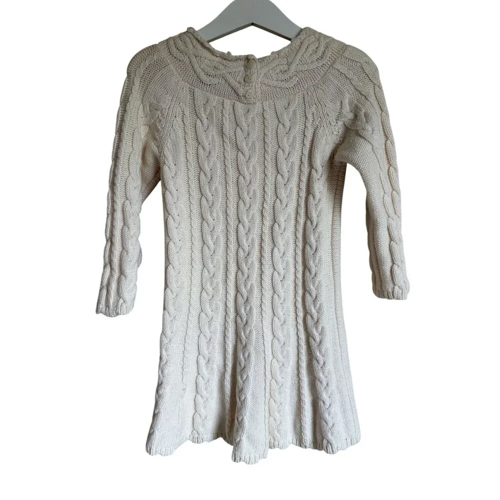 Vintage Baby Gap Wool Blend Cable Knit Sweater Dress Size 3